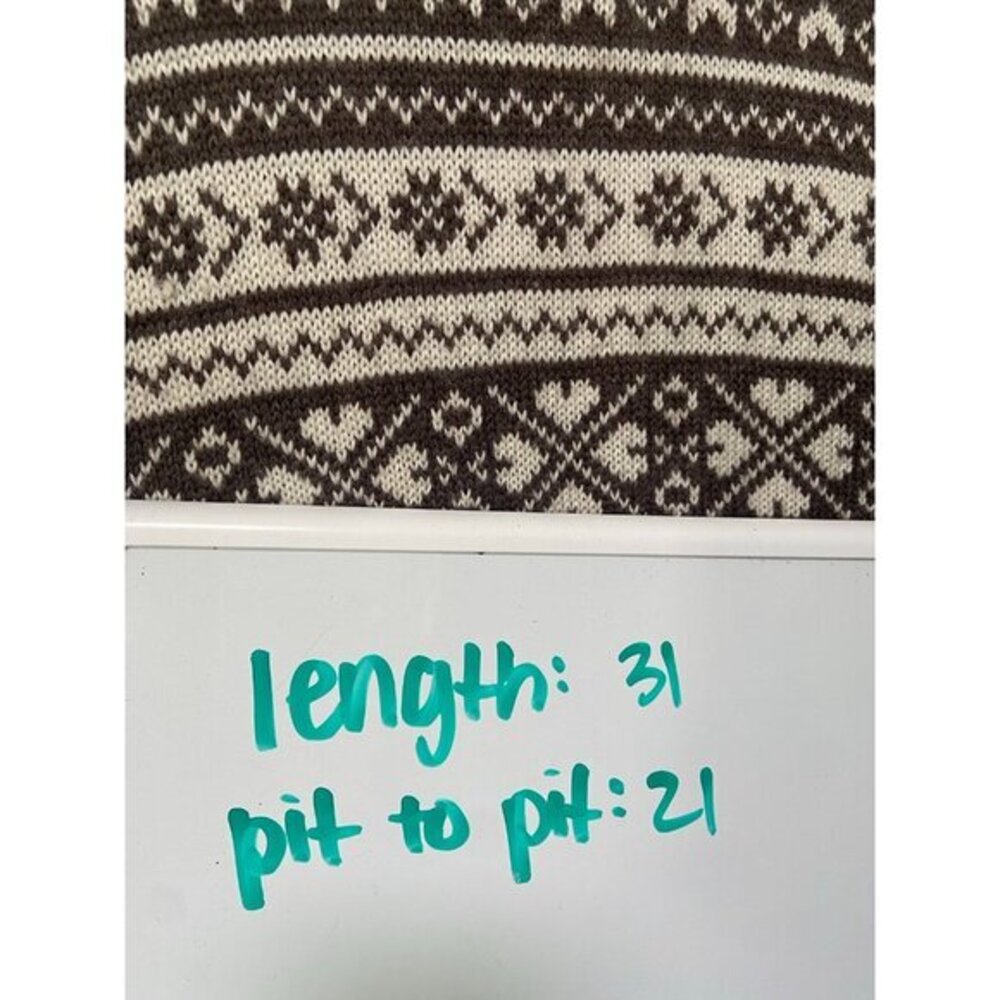 Vintage Women's Brown and Cream Patterned‎ Wool Blend Sweater Size 8 - Picture 8 of 8